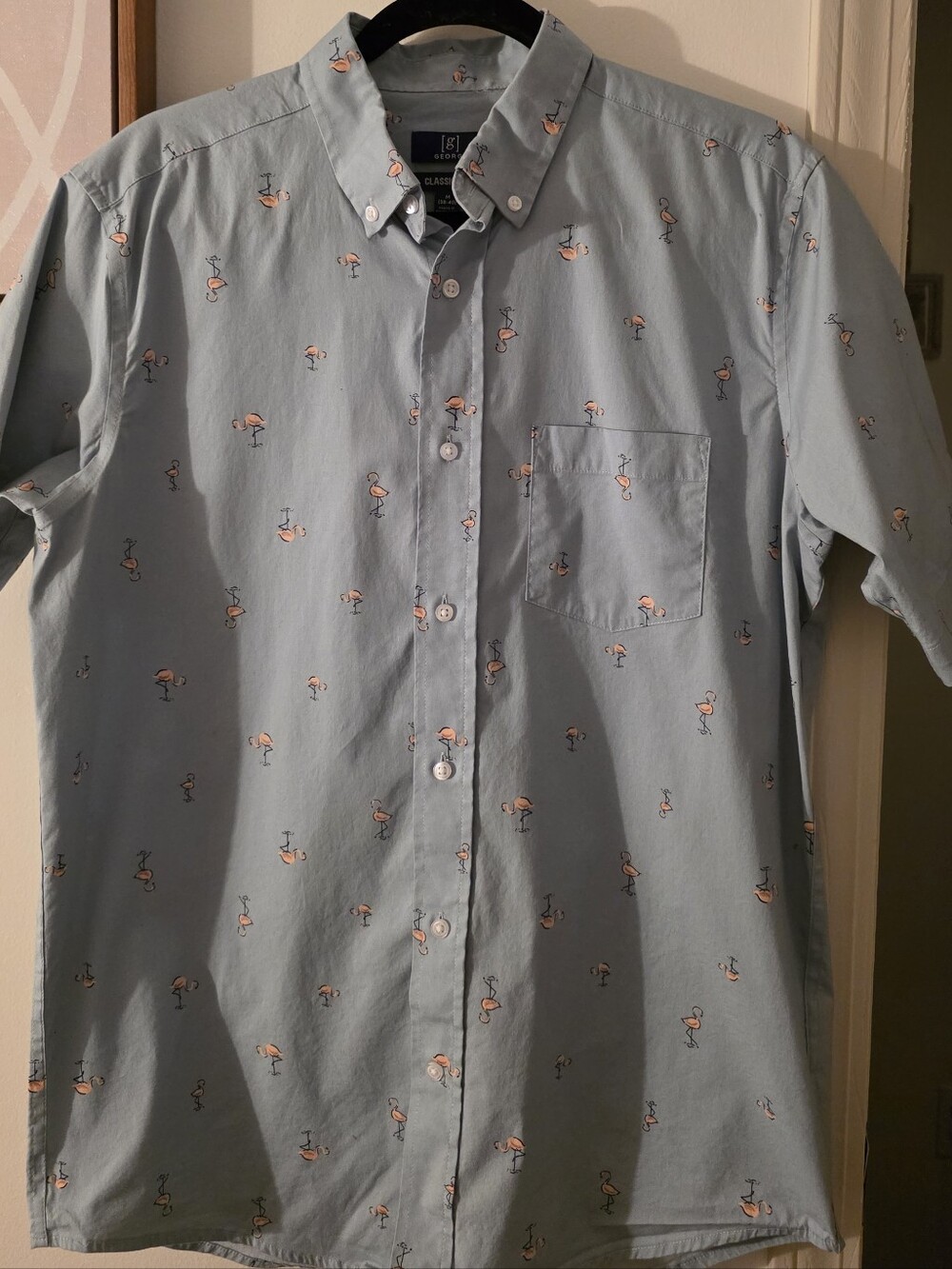 Light Blue Flamingo Button-Down Shirt